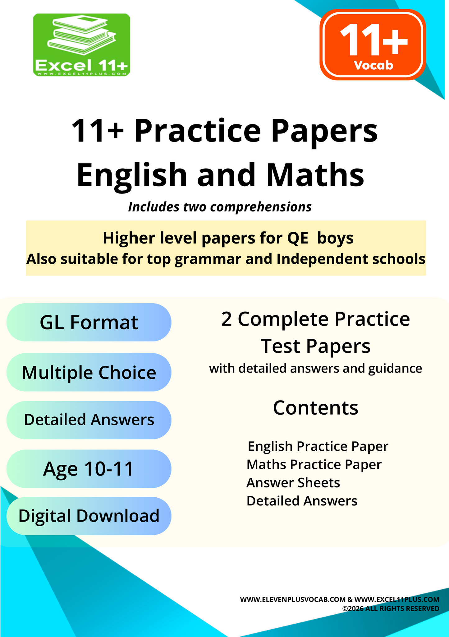 GL 11+ Practice Paper - QE Boys - Pack 2