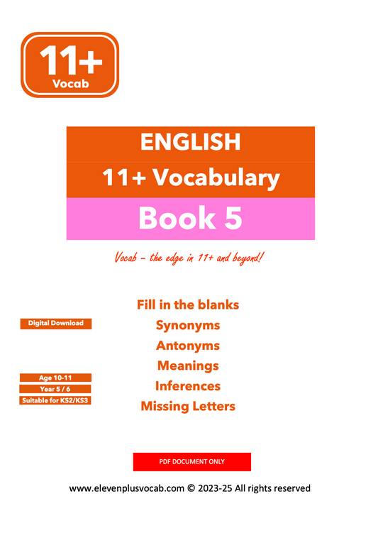 11+ English Vocab - PDF Book 5