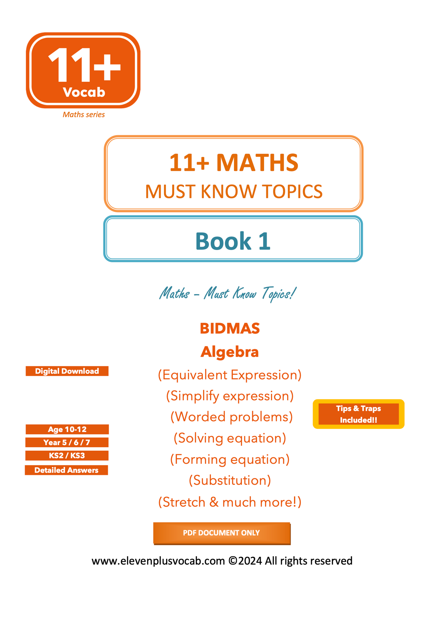 11+ Maths - PDF Book 1