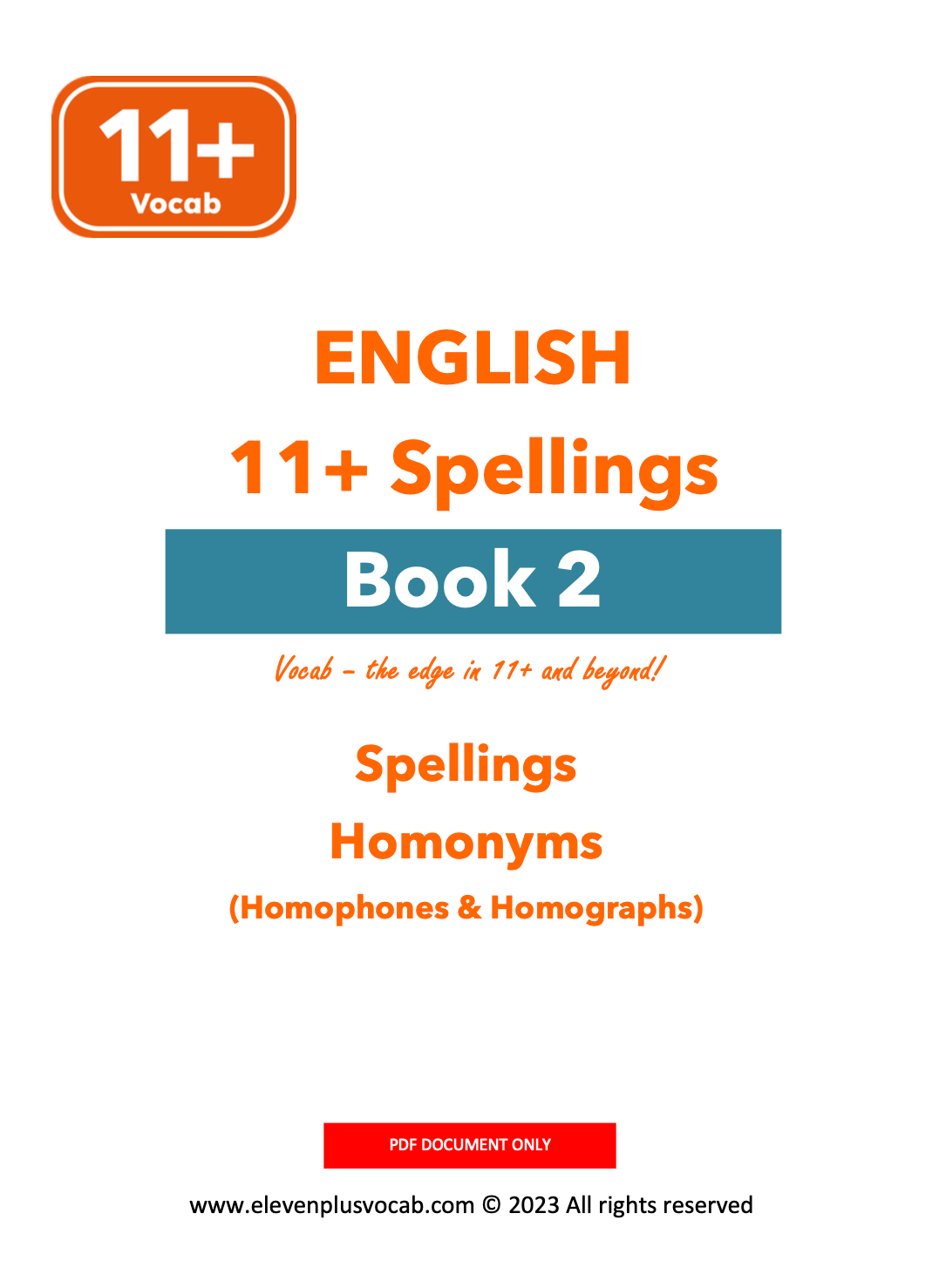 11+ English Spellings - PDF Book 2