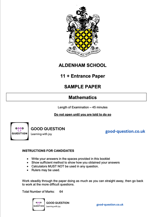 Aldenham School - Maths Specimen Paper with Answers