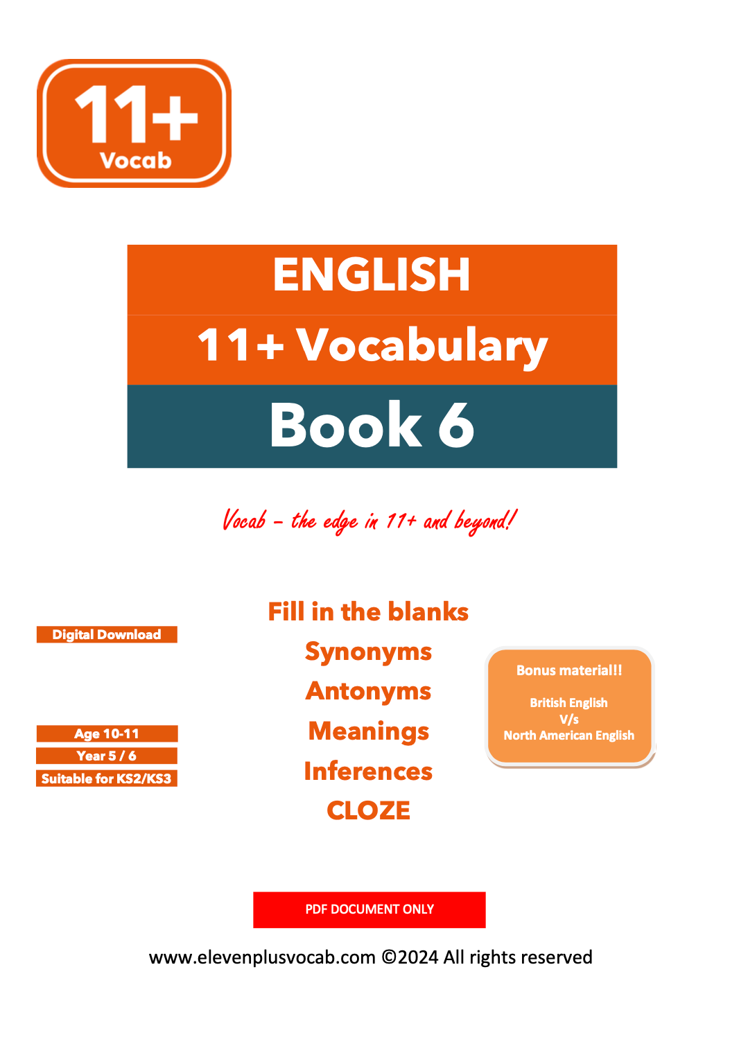 11+ English Vocab - PDF Book 6