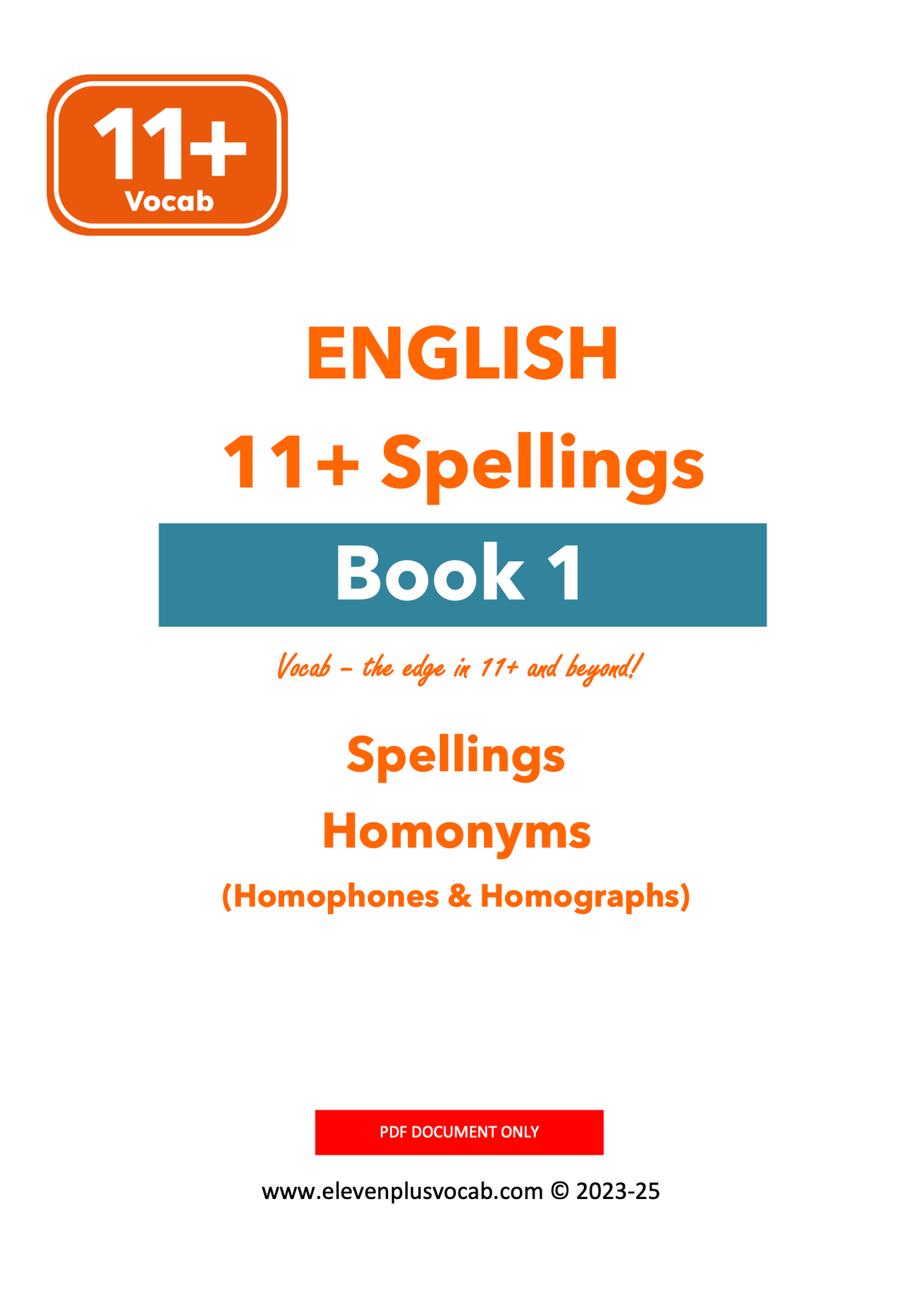 11+ English Spellings - PDF Book 1