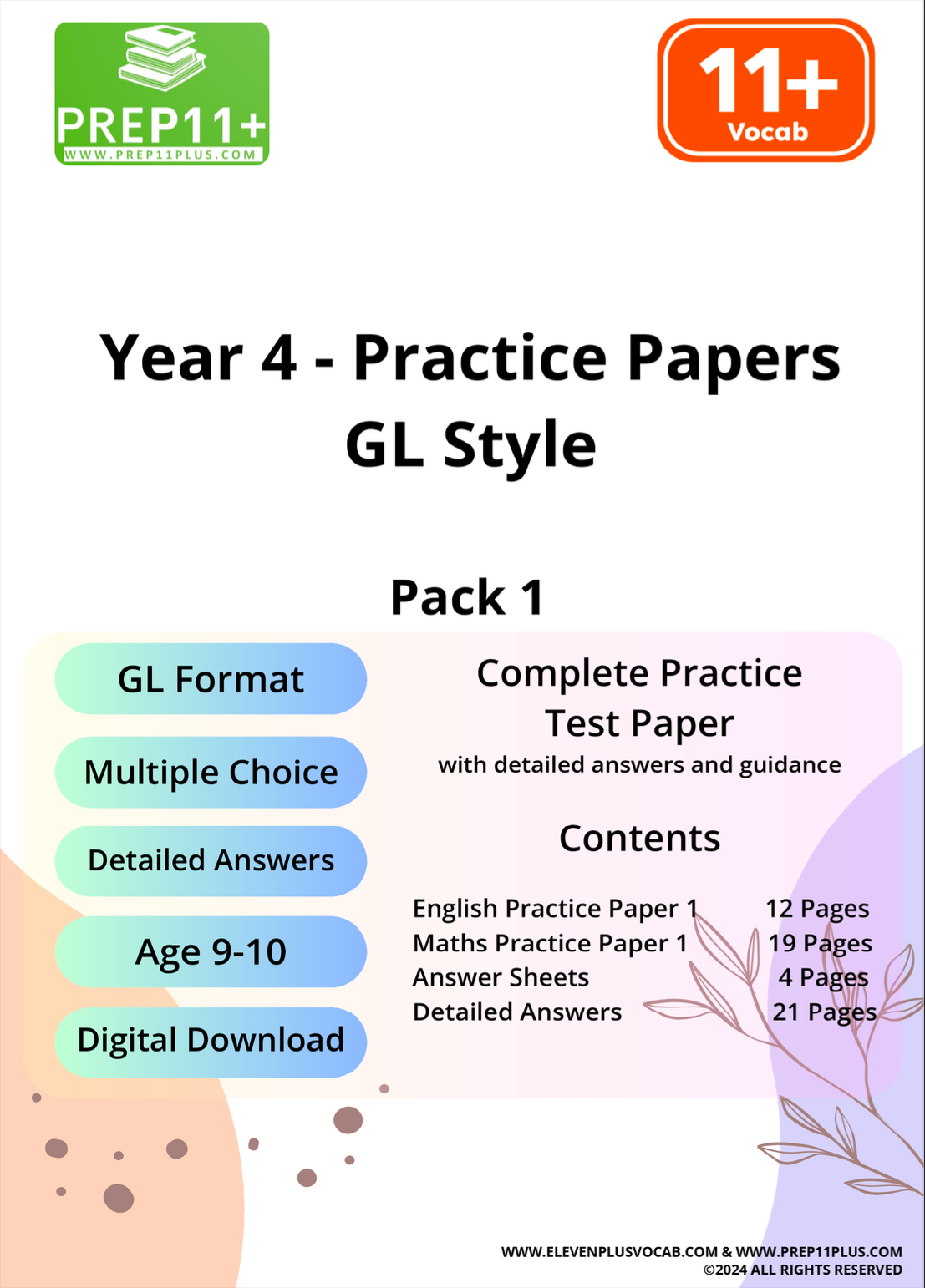 GL 11+ Practice Papers - YEAR 4 - Pack 1