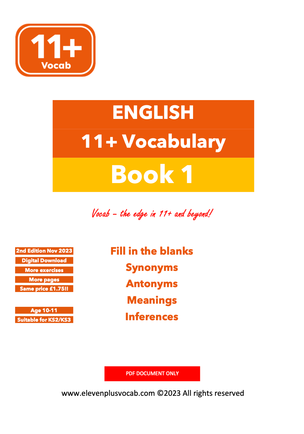 11+ English Vocab - PDF Book 1 (2nd Edition)