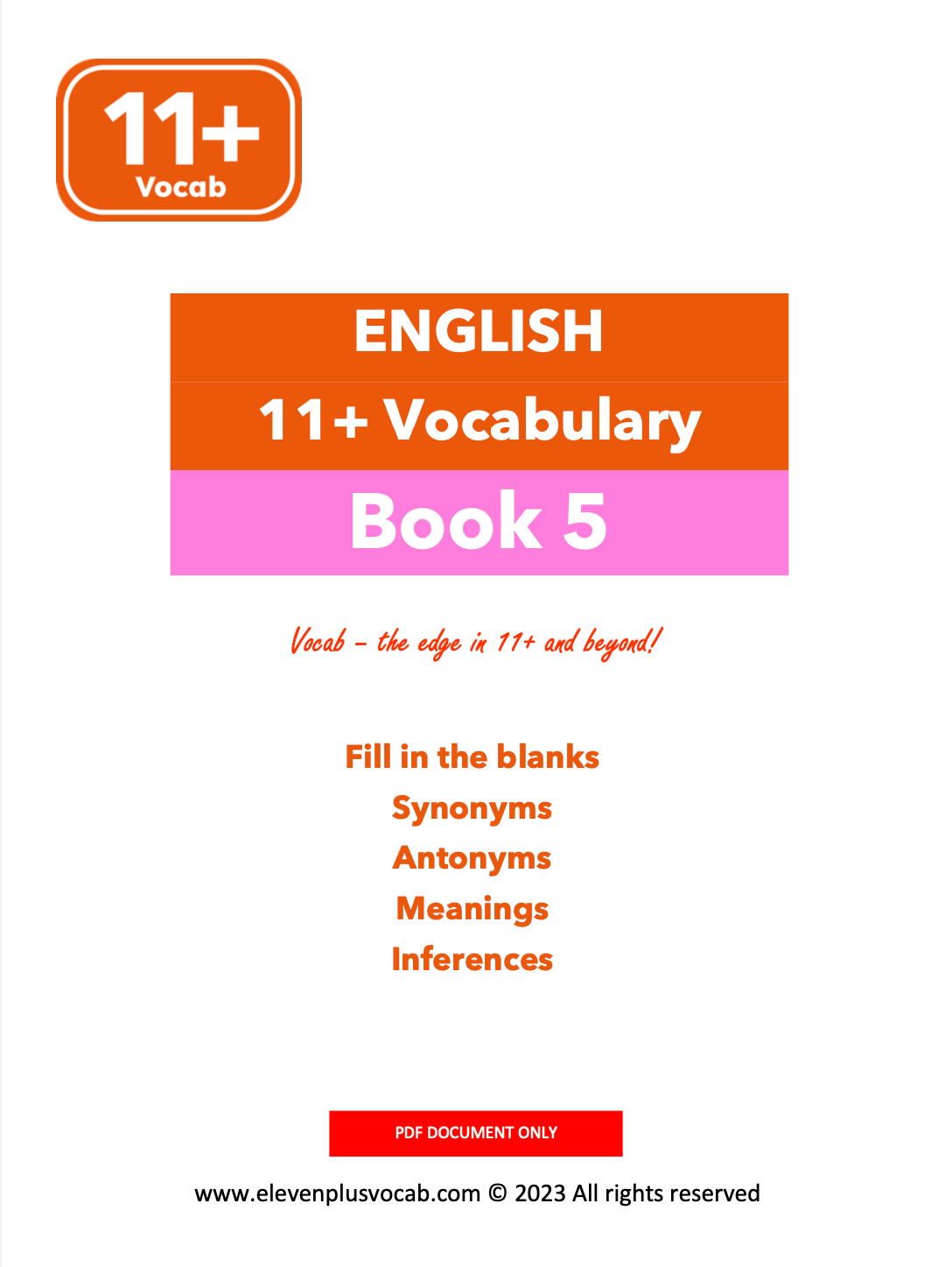 11+ English Vocab - PDF Book 5
