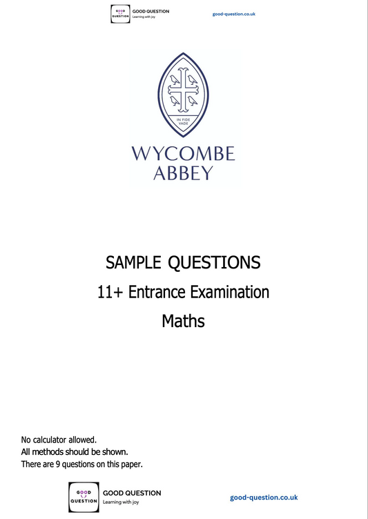 Wycombe Abbey - Maths Specimen Paper with Answers